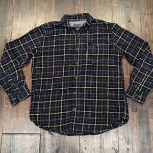Northwest‎ Territory Mens Med Blue Check Plaid Long Sleeve Button Flannel Shirt